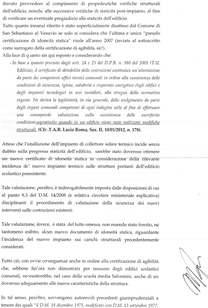 Richiesta esibizione certificati di agibilità immobili comunali in particolare le scuole documento pagina 4/5