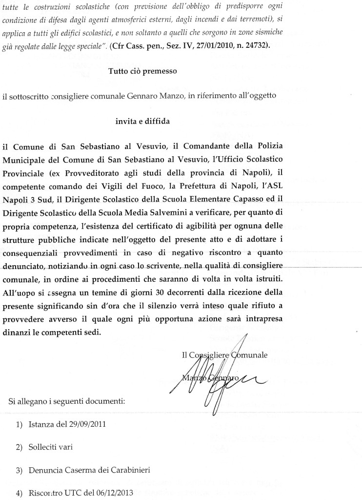 Richiesta esibizione certificati di agibilità immobili comunali in particolare le scuole documento pagina 5/5