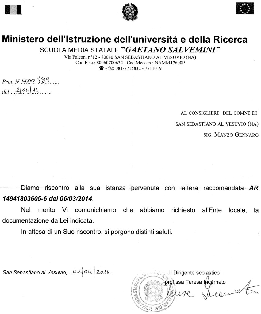 Unica risposta della Preside 